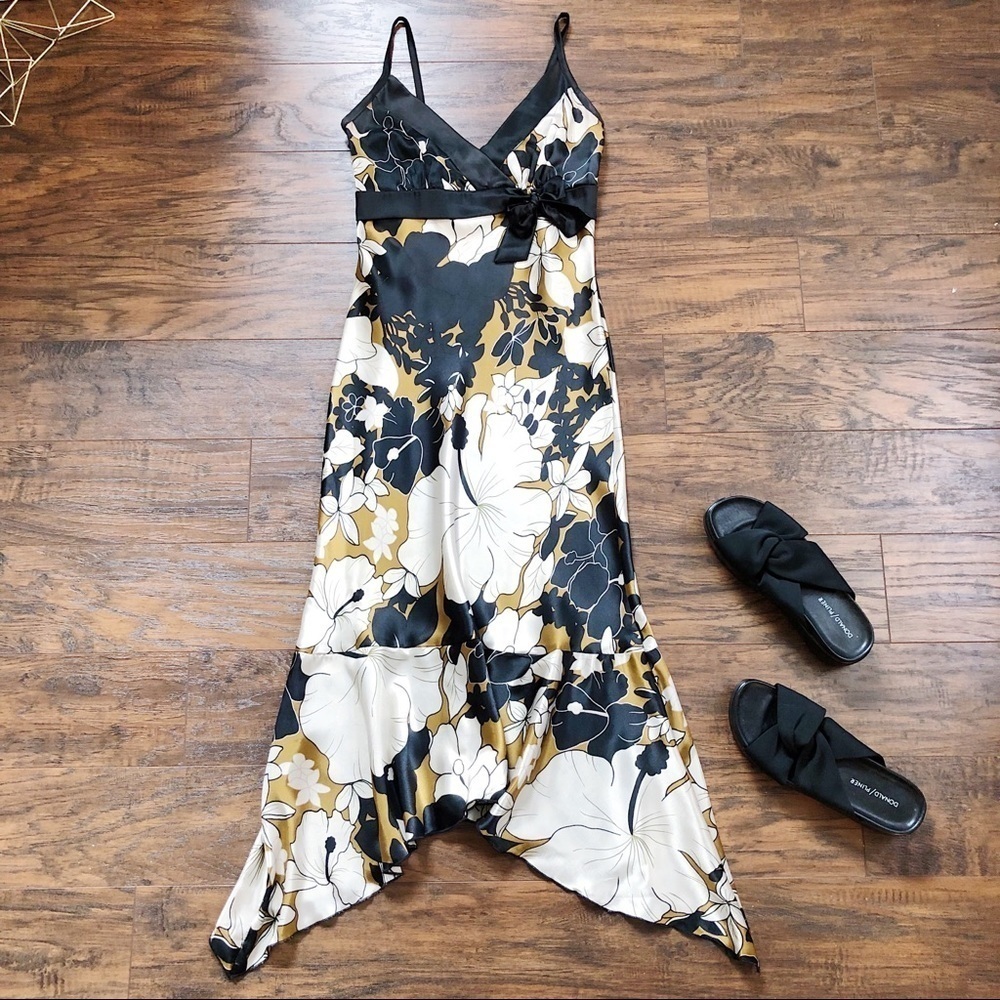 vintage • Y2K Forever 21 slip dress silky midi handkerchief hem bias floral - Picture 2 of 14